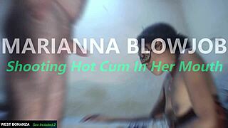 Marianna blowjob with intense face fucking, deepthroat, and hot cum shot in her mouth
