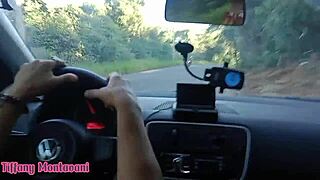 A walk with a dwarf turns into public sex at the waterfall trail, where he fucks Tiffany Montavani.