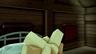 Cute girl with big tits and shaved pussy takes monster cock in Roblox