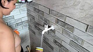 Amateur sucks monster cock with hand job, ending in cum in mouth.