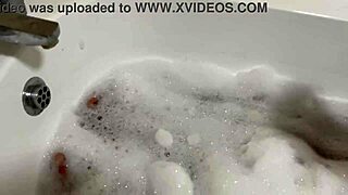 Look At This Brunette Milf Singing Naked In The Bath!