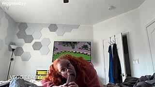 Stepsister provides free use oral and vaginal sex to gaming stepbrother in full POV video featuring redhead roleplay, dirty talk, and taboo piercing