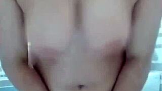 Pakistani stepmom uses dildo in bathroom for solo pleasure