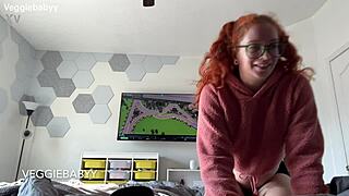 Stepsister provides free use oral and vaginal sex to gaming stepbrother in full POV video featuring redhead roleplay, dirty talk, and taboo piercing