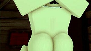 Cute girl with big tits and shaved pussy takes monster cock in Roblox