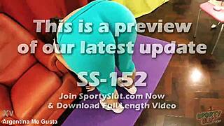 Amazing big round ass fat cameltoe stretches tight lycra pants