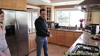 smalltits babysitter performs sucking action