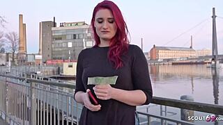 german scout - rothaarige studentin melina bei strassen casting fuer geld gefickt