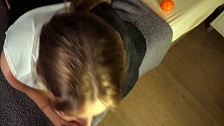 sexy nun sucking my dick and swallowing cum in sloppy face fucking