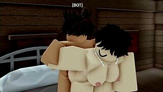 Cute girl with big tits and shaved pussy takes monster cock in Roblox