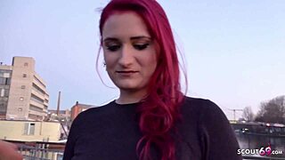 german scout - rothaarige studentin melina bei strassen casting fuer geld gefickt