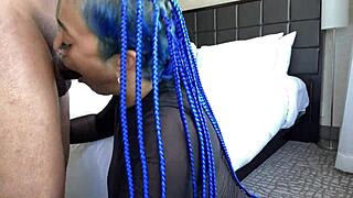 sloppy blowjob by blue hair throatgoat 😈