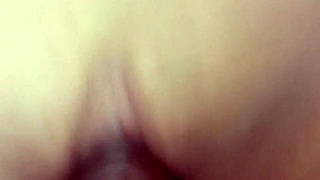 Cock fucks naked pussy during workout