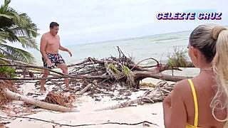 A mature woman gets fucked on the beach by a tourist in a quickie encounter