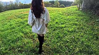 Walking naked in nature, stripping clothes while neighbors watch curiously