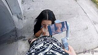 She shows off her blowjob skills on camera