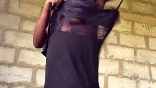 Crazy bitch loved flashing her naked body in g-string to strangers, then dressing up 😜