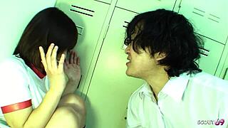 curvy big natural tits japanese virgin teen seduces classmate to first suck after sport lesson