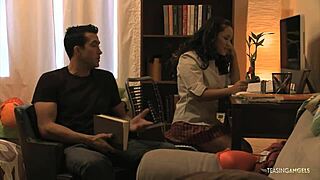 babe in uniform sucks her teacher's cock before rough sex