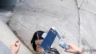 She shows off her blowjob skills on camera