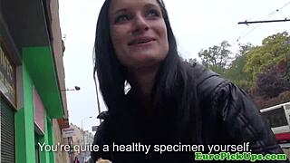 Euro teen slut flashes for cash in public sex