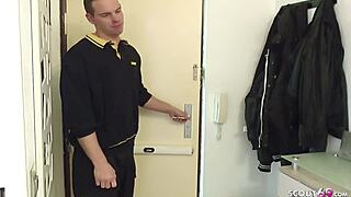 I caught the tight German teen Tini and convinced her to bend over for doggystyle fucking