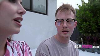 stepmom's big tits flashing at the pool, shocking the family