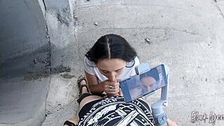 She shows off her blowjob skills on camera