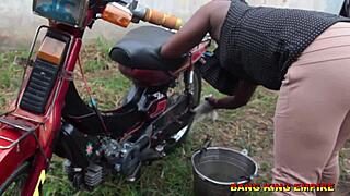 i begged him to fucked me after i finished washing my husband motorcycle and he gave me hardcore sex