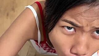 Will you suck my cock in the fitting room and swallow, 18yo Asian?