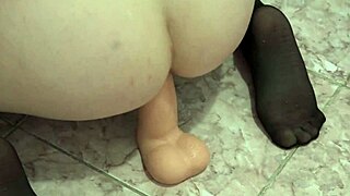 Anal Orgasm Brunette In Stockings With Rubber Dick