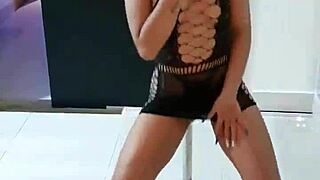 morena ripping clothes off in sensual lingerie striptease