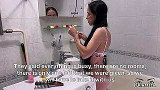 step mom share bed in hotel room with step son surprise fuck creampie for step mother