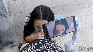 She shows off her blowjob skills on camera