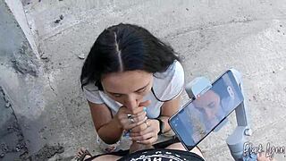 She shows off her blowjob skills on camera