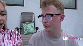 stepmom's big tits flashing at the pool, shocking the family