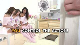 Afternoon foursome with three little nymphos in pov