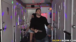 Miranda Miller delivers a blowjob and receives a creampie at the gloryhole