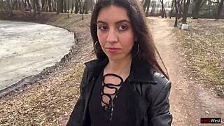 walking through the park with cum dripping on my face