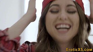 petite teen rides big shlong and drips cum 😋