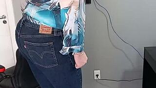 Beautiful tanned woman wearing bikini with tan lines