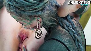 Inexperienced hippie babe learns first anal