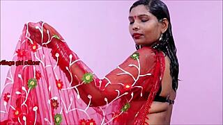 wetlook saree shower scene with an indian beauty