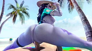 Widowmaker's big ass pounded hard on beach.