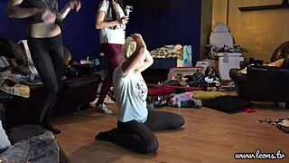 Hot petite 18+ tight pussy sexy girls do a try on haul for sexy lingerie and thongs but it turns into a porn party 😍