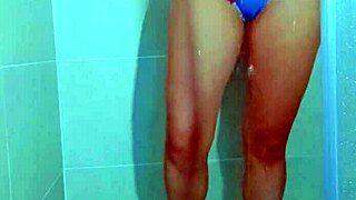 College Beauty Teases in Brazilian Thong Shower