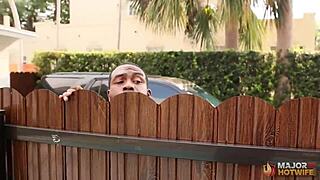 Brunette Beauty Karina Banged Outdoors?