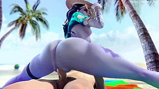 Widowmaker's big ass pounded hard on beach.