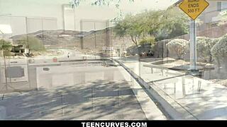 Feeling the intense pleasure as her juicy oiled body gets drilled hard