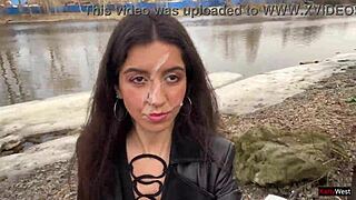 walking through the park with cum dripping on my face